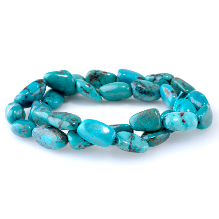 Hubei Turquoise 9x-10x10-15mm Blue Nugget - 15-16 Inch