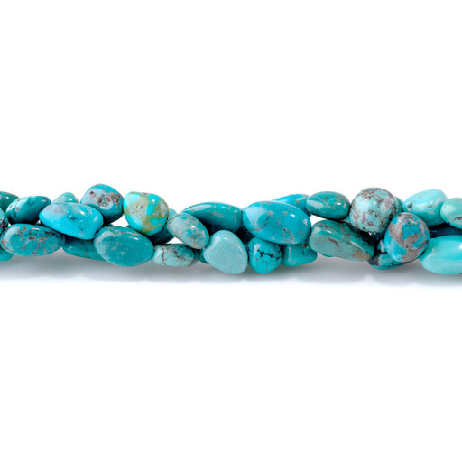 This is a Dakota Stones 10x10-15mm Hubei Turquoise Blue Gemstone strand with nugget beads in 15-16 inch strand.