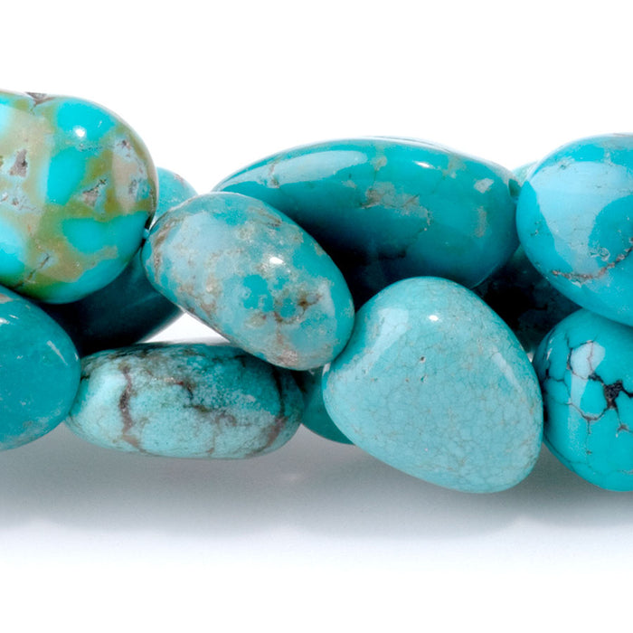 Hubei Turquoise 9x-10x10-15mm Blue Nugget - 15-16 Inch