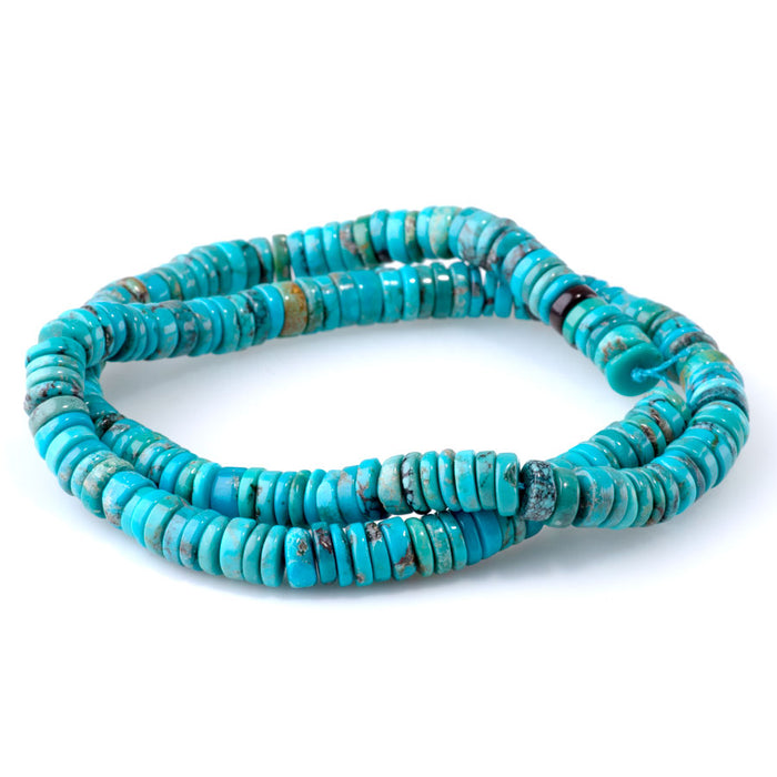 Hubei Turquoise 2-3x7mm Blue Heishi - 15-16 Inch