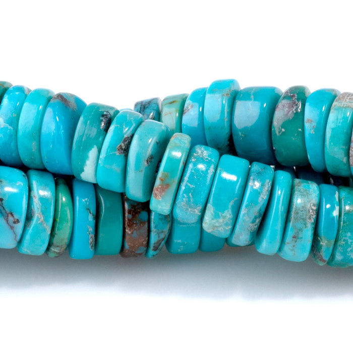 Hubei Turquoise 2-3x7mm Blue Heishi - 15-16 Inch