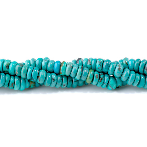 This is a Dakota Stones 9-10mm Hubei Turquoise Blue Gemstone strand with A grade irregular rondelle beads in 15-16 inch strand.