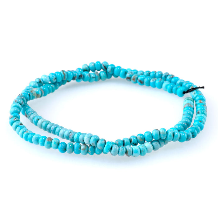 Hubei Turquoise 2x4mm Blue Rondelle A Grade - 15-16 Inch