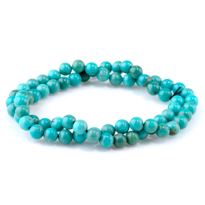 Hubei Turquoise 6mm Blue Round A Grade - 15-16 Inch