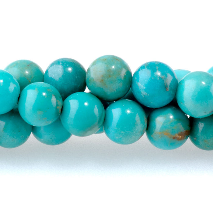 Hubei Turquoise 6mm Blue Round A Grade - 15-16 Inch