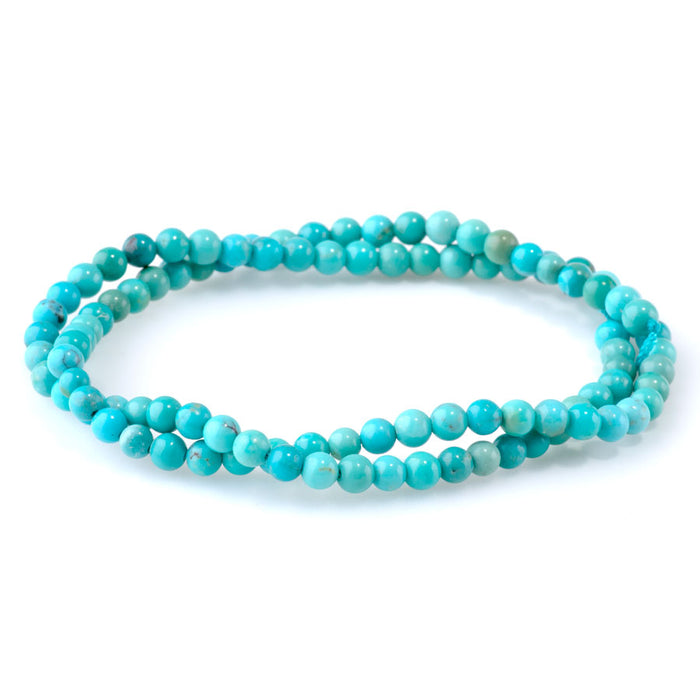 Hubei Turquoise 4mm Blue Round AA Grade - 15-16 Inch