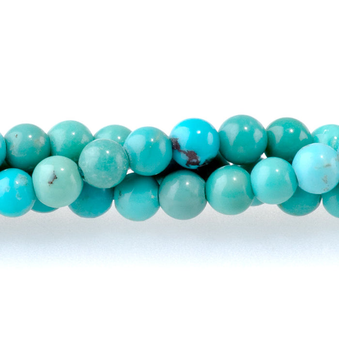 Hubei Turquoise 4mm Blue Round AA Grade - 15-16 Inch