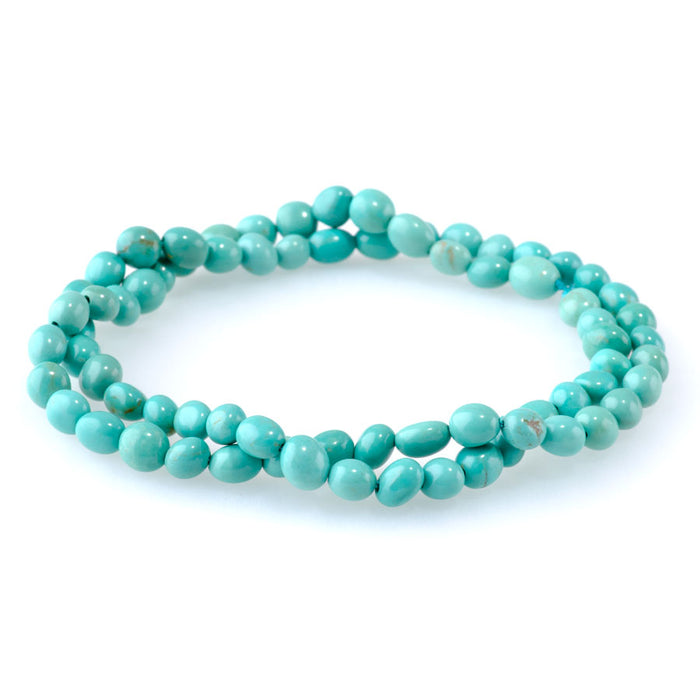 Hubei Turquoise 4-8mm Light Blue Nugget AA Grade - 15-16 Inch