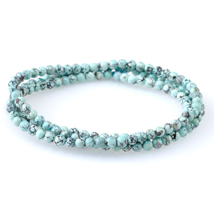 Hubei Turquoise 4mm Pale Blue Round - 24-Inch