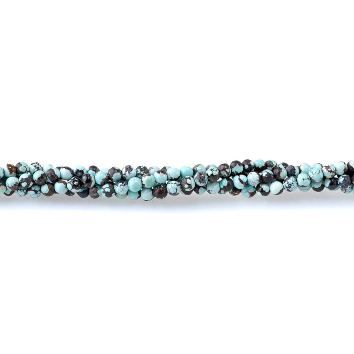 Hubei Turquoise 4mm Pale Blue with Brown Round - 24 Inch