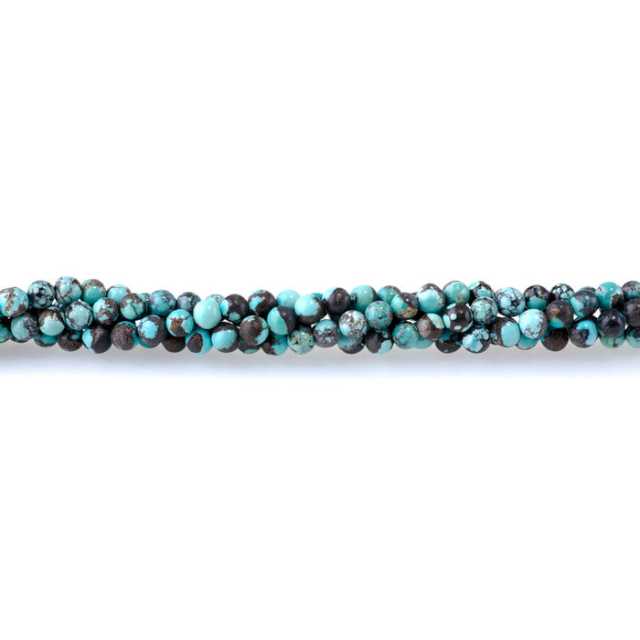 Hubei Turquoise 4mm Blue with Brown Round - 24 Inch