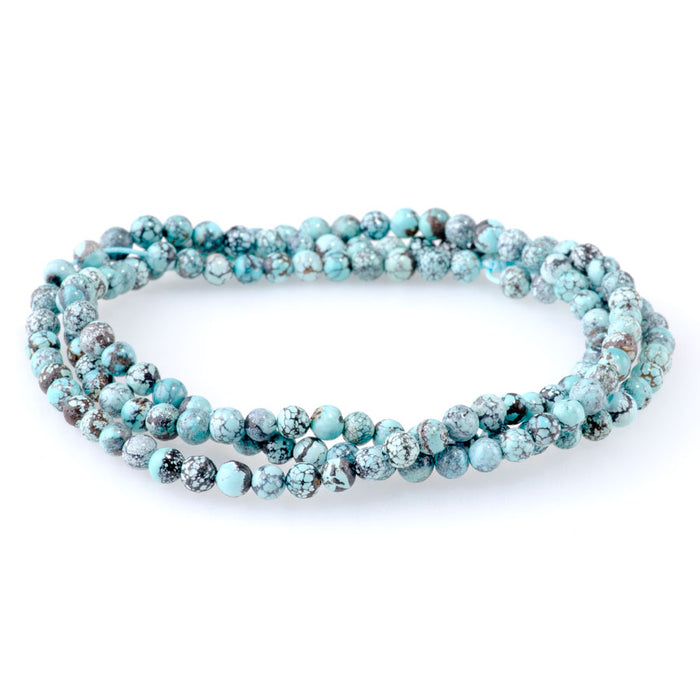 Hubei Turquoise 4mm Light Blue Round - 24 Inch