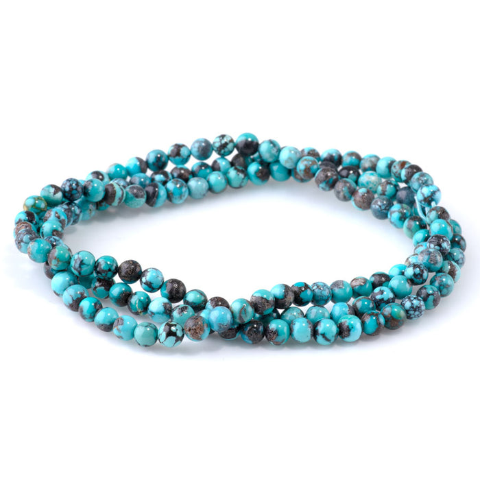 Hubei Turquoise 4mm Blue Round - 24 Inch