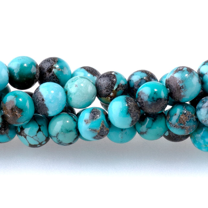 Hubei Turquoise 4mm Blue Round - 24 Inch