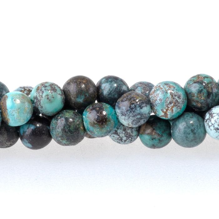 Hubei Turquoise 4mm Blue with Matix Round AA Grade - 15-16 Inch