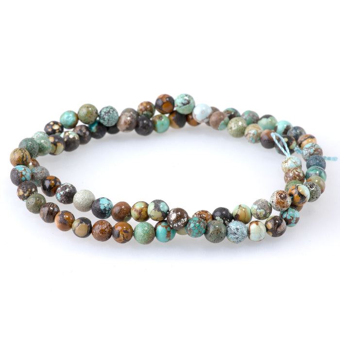 Hubei Turquoise 5mm Green/Yellow Round - 15-16 Inch