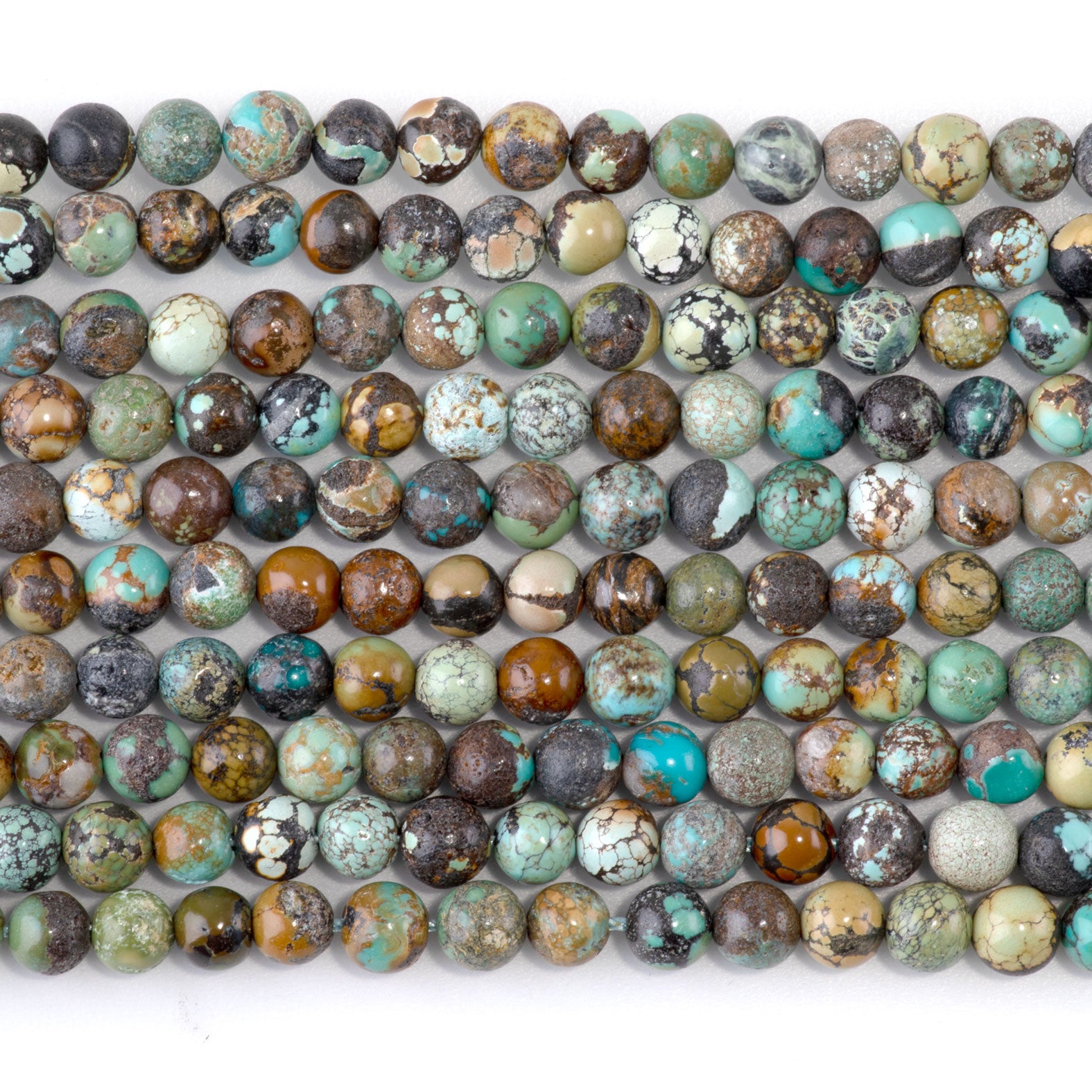 Hubei Turquoise 5mm Green/Yellow Round - 15-16 Inch — Dakota Stones
