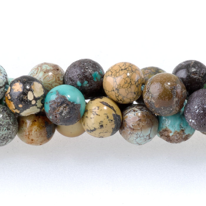 Hubei Turquoise 5mm Green/Yellow Round - 15-16 Inch