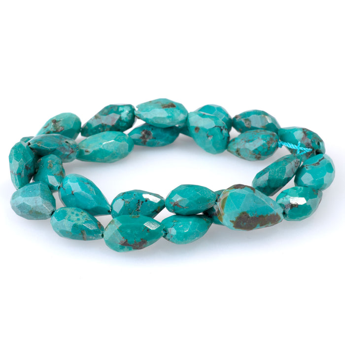 Hubei Turquoise 9x13-12x18mm Blue Faceted Tear Drop AA Grade - 15-16 Inch