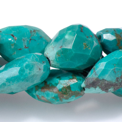 This is a Dakota Stones 9x13-12x18mm Hubei Turquoise Blue Gemstone strand with AA grade faceted tear drop beads in 15-16 inch strand.