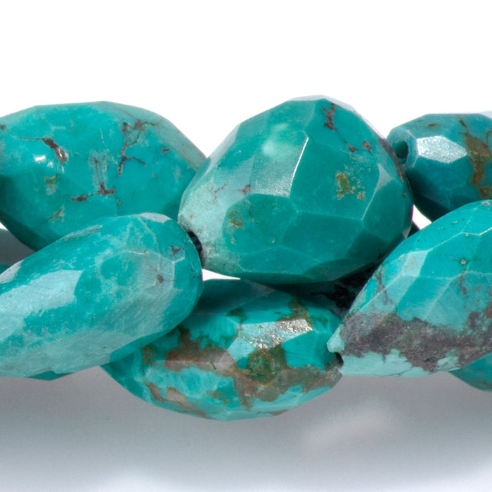 Hubei Turquoise 9x13-12x18mm Blue Faceted Tear Drop AA Grade - 15-16 Inch