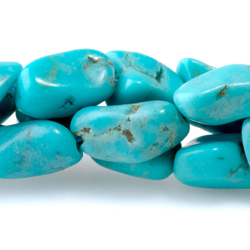 This is a Dakota Stones 7x9-8x10mm Hubei Turquoise Blue Gemstone strand with AA grade nugget beads in 15-16 inch strand.