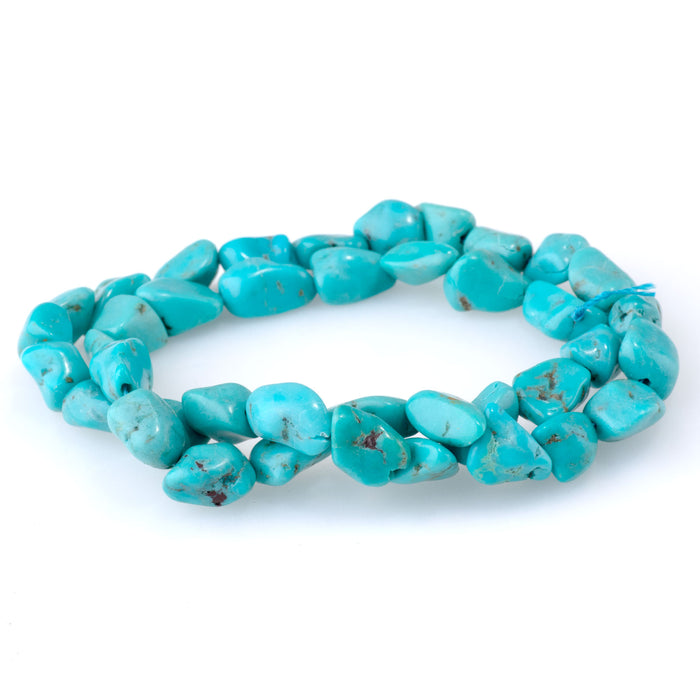 Hubei Turquoise 8x10-9x14mm Blue Nugget AA Grade - 15-16 Inch