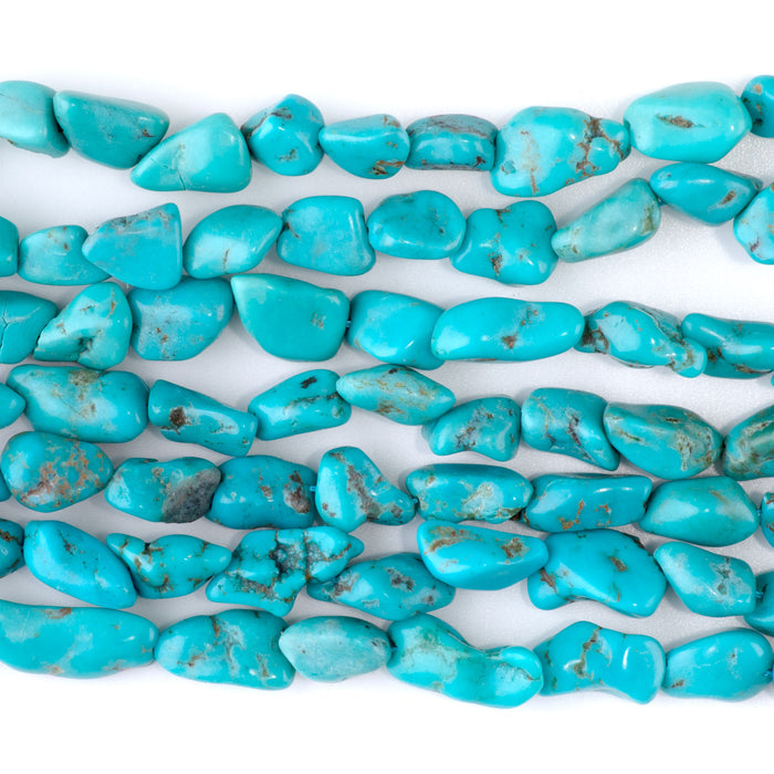 Hubei Turquoise 8x10-9x14mm Blue Nugget AA Grade - 15-16 Inch