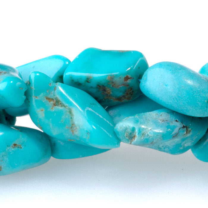 Hubei Turquoise 8x10-9x14mm Blue Nugget AA Grade - 15-16 Inch
