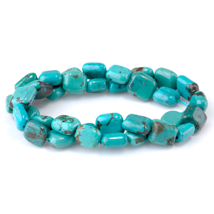 Hubei Turquoise 8x10-10x12mm Blue Free Form Rectangle A Grade - 15-16 Inch