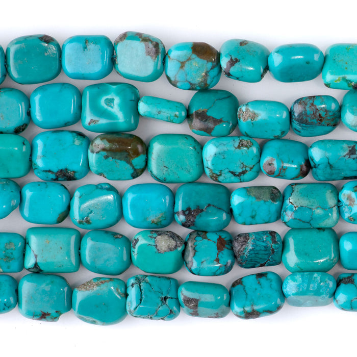 Hubei Turquoise 8x10-10x12mm Blue Free Form Rectangle A Grade - 15-16 Inch