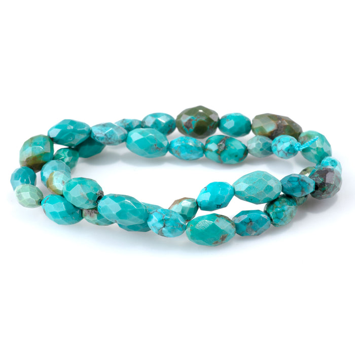 Hubei Turquoise 6x9-10x14mm Blue Faceted Nugget AA Grade - 15-16 Inch