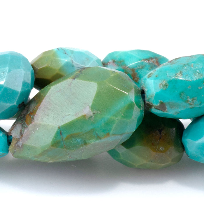 Hubei Turquoise 6x9-10x14mm Blue Faceted Nugget AA Grade - 15-16 Inch