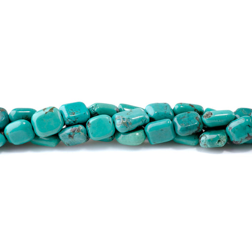 This is a Dakota Stones 8x10-10x12mm Hubei Turquoise Blue Green Rectangle Gemstone strand with free-form beads in 15-16 inch strand.