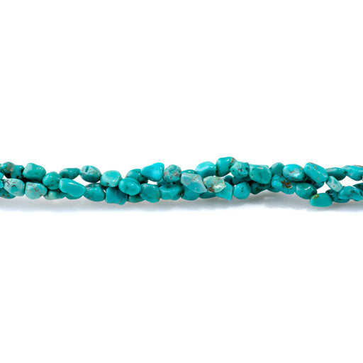 This is a Dakota Stones 4x6-5x8mm Hubei Turquoise Blue Green Tiny Gemstone strand with AA grade nugget beads in 15-16 inch strand.