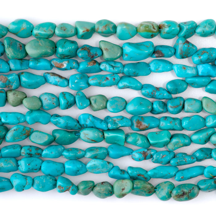 Hubei Turquoise 6x8-7x9mm Blue/Green Nugget AA Grade - 15-16 Inch