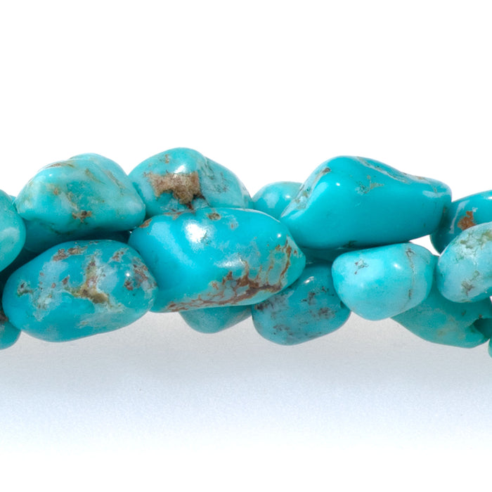 Hubei Turquoise 6x8-7x9mm Blue/Green Nugget AA Grade - 15-16 Inch