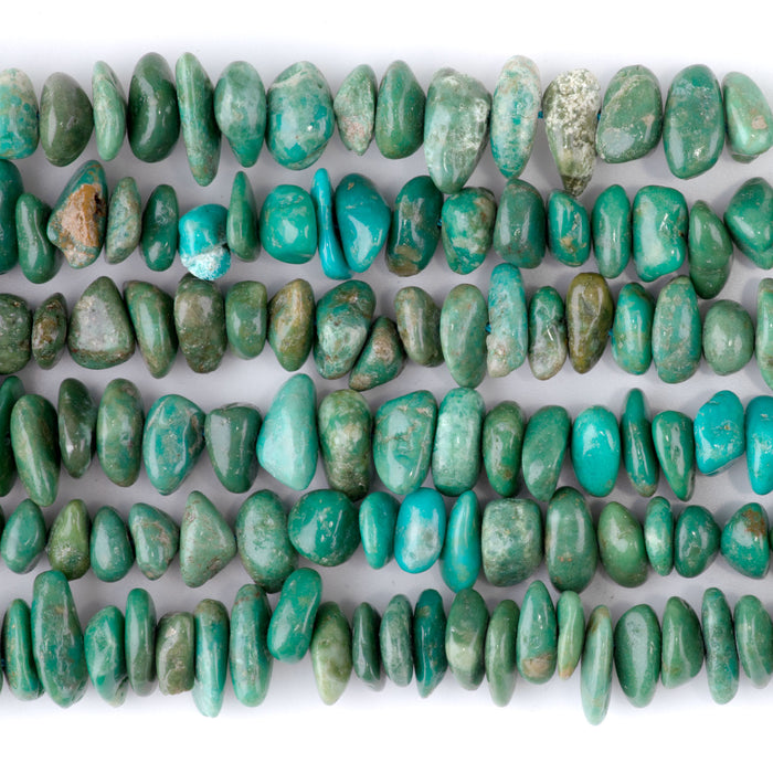 Hubei Turquoise 4x8-5x10mm Green Side Drilled Nugget - 15-16 Inch