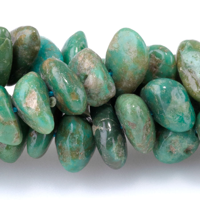 Hubei Turquoise 4x8-5x10mm Green Side Drilled Nugget - 15-16 Inch