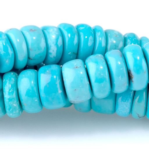 This is a Dakota Stones 8-9mm Hubei Turquoise Blue Gemstone strand with heishi beads in 15-16 inch strand.