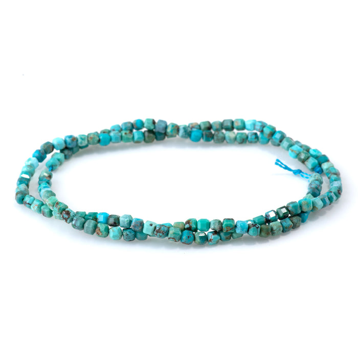 Hubei Turquoise 3mm Blue Table Cut Cube AAA - 15-16 Inch
