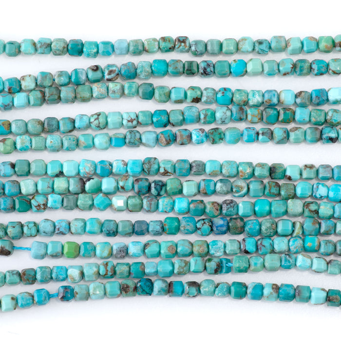 Hubei Turquoise 3mm Blue Table Cut Cube AAA - 15-16 Inch