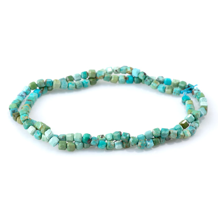 Hubei Turquoise 3mm Blue Green Table Cut Cube AA - 15-16 Inch