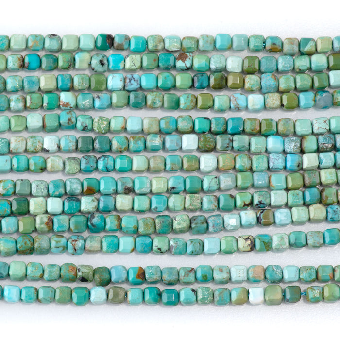 Hubei Turquoise 3mm Blue Green Table Cut Cube AA - 15-16 Inch