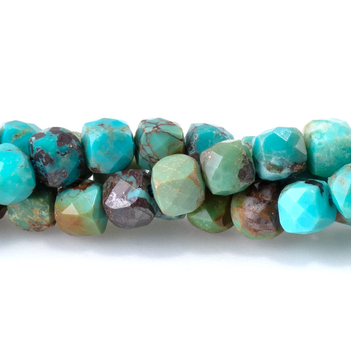 Hubei Turquoise 4mm Blue Green Faceted Cube AA - 15-16 Inch