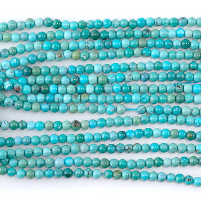 Hubei Turquoise 3mm Sky Blue Round AAA - 15-16 Inch