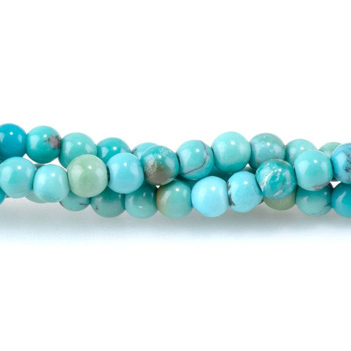 Hubei Turquoise 3mm Sky Blue Round AAA - 15-16 Inch