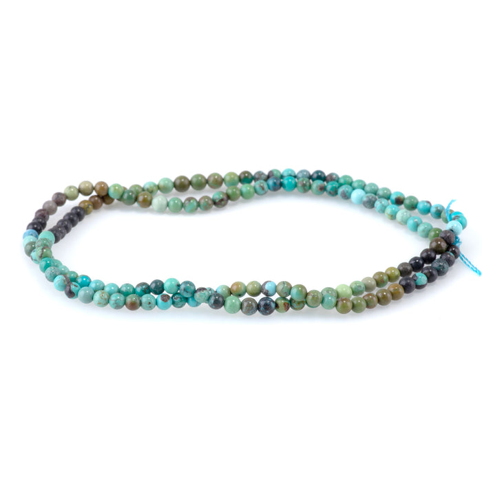 Hubei Turquoise 3mm Round Banded - 15-16 Inch