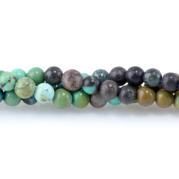 Hubei Turquoise 3mm Round Banded - 15-16 Inch