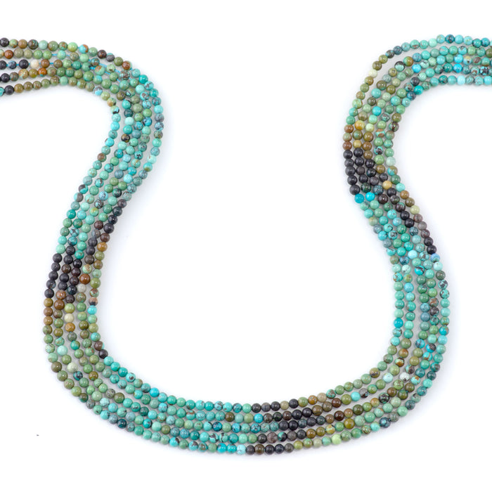 Hubei Turquoise 3mm Round Banded - 15-16 Inch